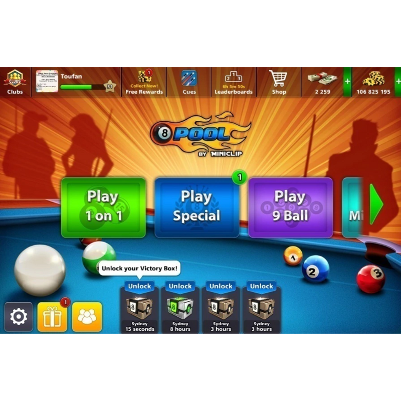 8 Ball Pool Account - 100 Million + 2200 Cash